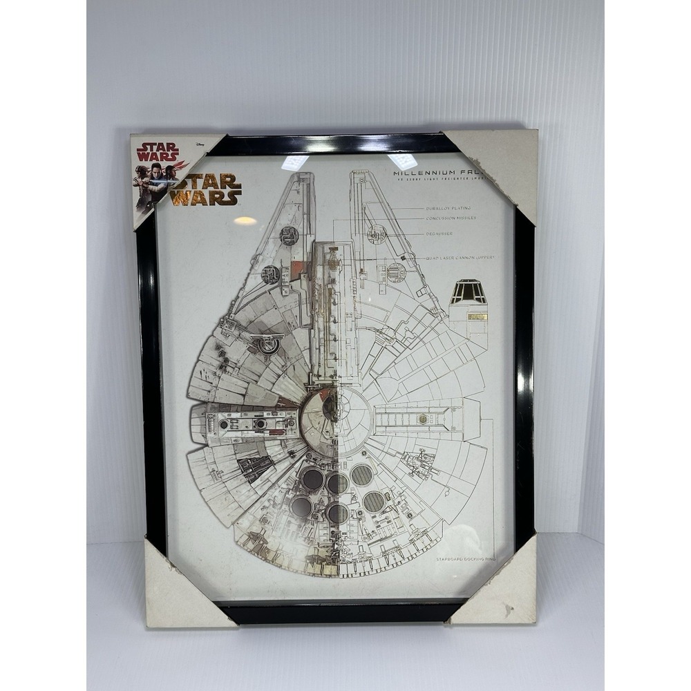 Framed Star Wars Millennium Falcon Han Solos Legacy Interior Wall Art New Disney